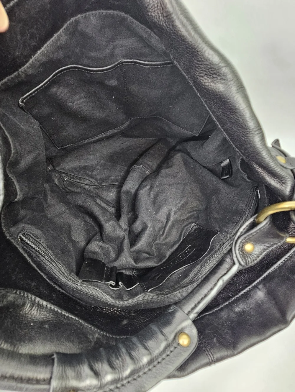 Nordstrom Black Leather Hobo Handbag Purse